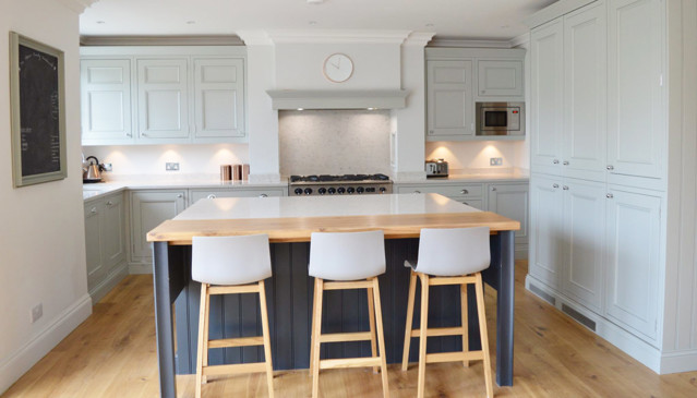 The clients opted for the half pencil and scalloped design, but combined this with a mix of partridge grey and charcoal painted finish to add a modern edge