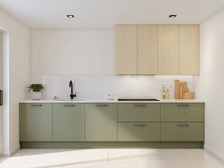 Unity Kitchens Reed Green and Natural Oak Linear kitchen