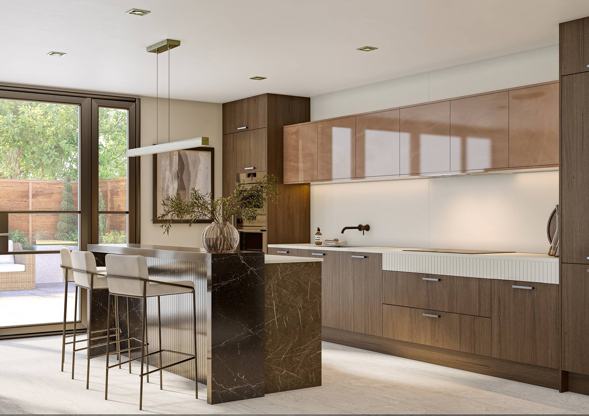 Tobacco Oak Linear, Mocha Pietra and Luxe Bronze Metallic