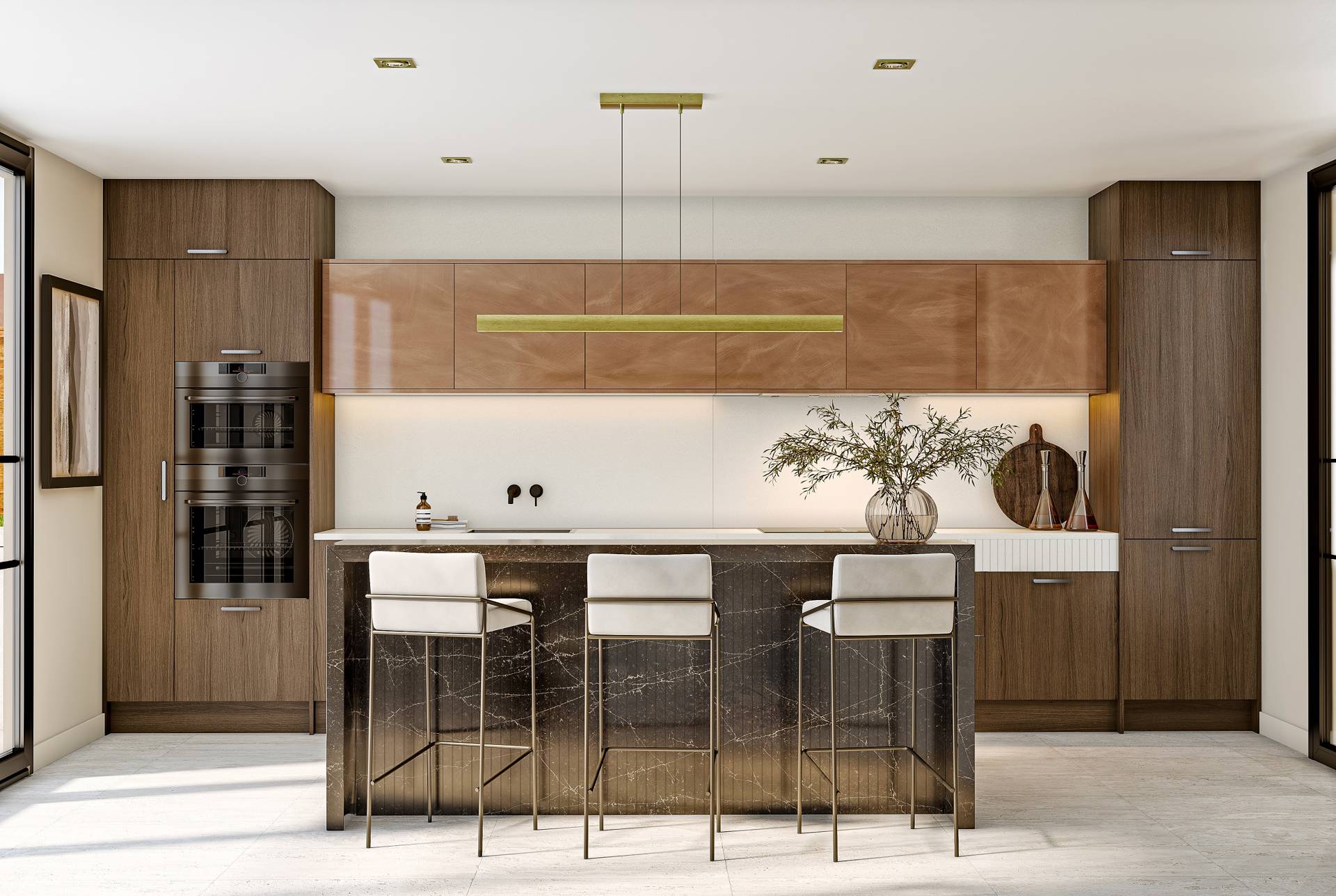 Tobacco Oak Linear, Mocha Pietra and Luxe Bronze Metallic