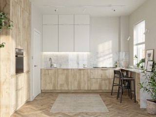 Unity Natural Oak Montane and Supermatt Light Grey kitchen
